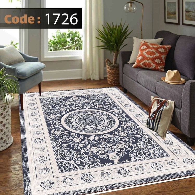 کاورفرش روفرشی دورکشدار گوشه لیفه ای کرم قهوه ای کد 1726
