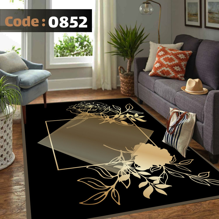 کاورفرش روفرشی دورکشدار گوشه لیفه ای کرم قهوه ای کد 0852