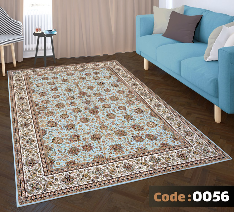 کاورفرش روفرشی دورکشدار گوشه لیفه ای کرم قهوه ای کد 0056