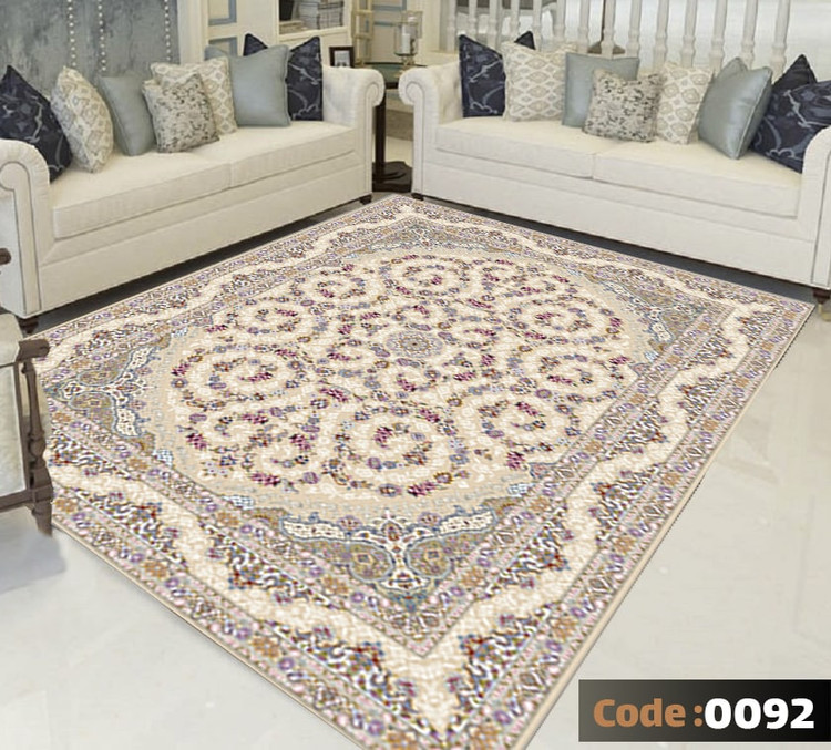 کاورفرش روفرشی دورکشدار گوشه لیفه ای کرم قهوه ای کد 0092