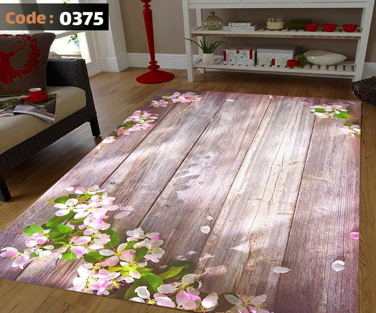 کاورفرش روفرشی دورکشدار گوشه لیفه ای کرم قهوه ای کد 0375