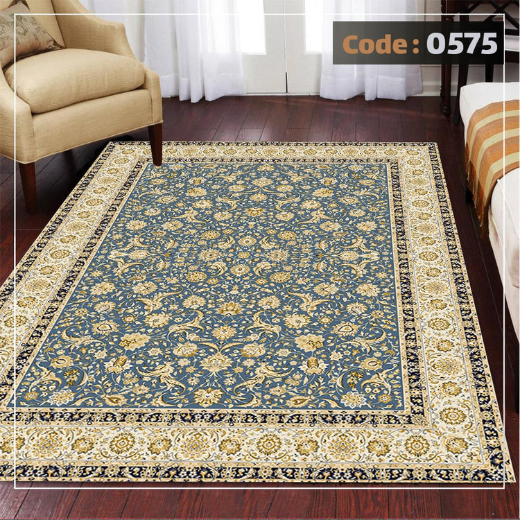 کاورفرش روفرشی دورکشدار گوشه لیفه ای کرم قهوه ای کد 0575