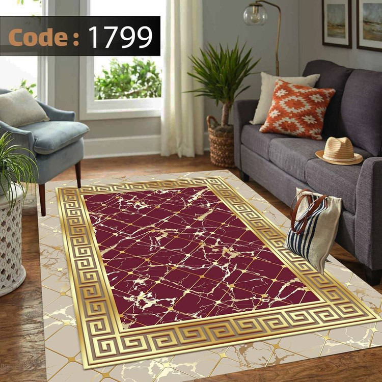 کاورفرش روفرشی دورکشدار گوشه لیفه ای لاکی ، آبی و متنوع کد 1799