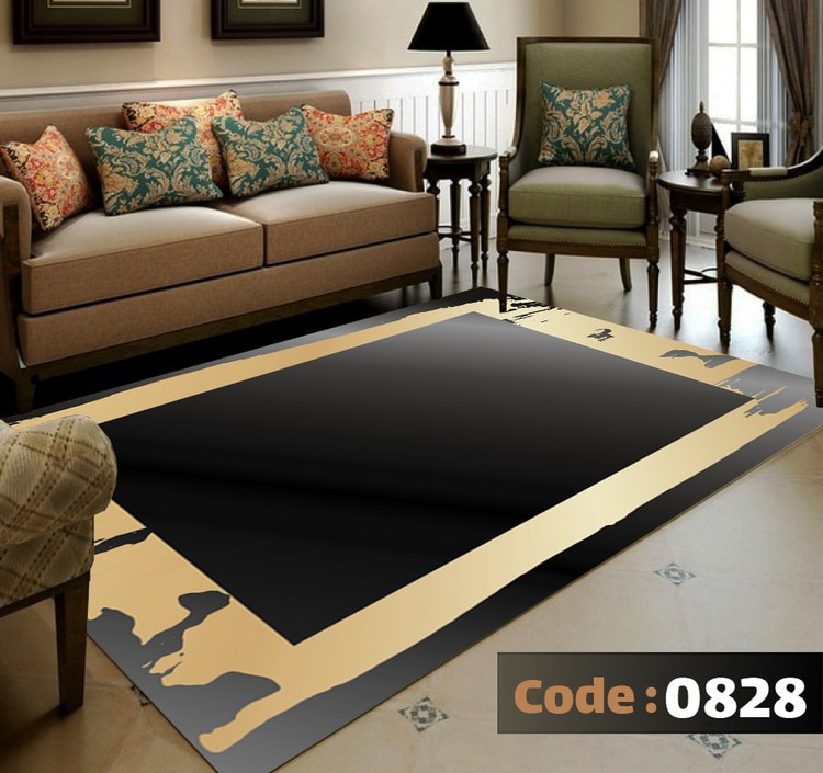 کاورفرش روفرشی دورکشدار گوشه لیفه ای لاکی ، آبی و متنوع کد 0828