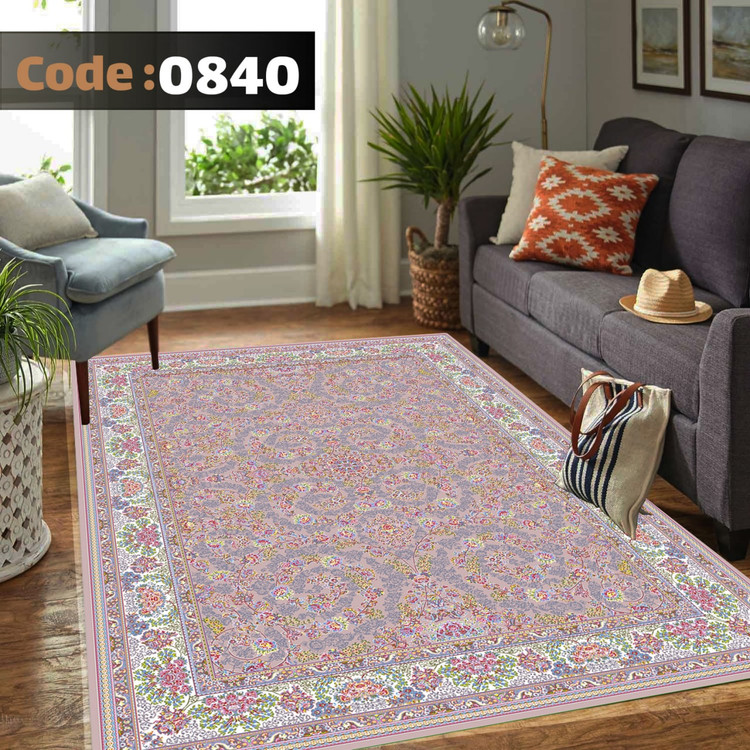 کاورفرش روفرشی دورکشدار گوشه لیفه ای لاکی ، آبی و متنوع کد 0840