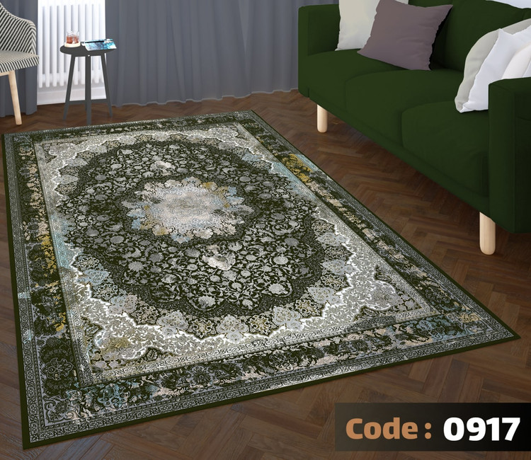 کاورفرش روفرشی دورکشدار گوشه لیفه ای لاکی ، آبی و متنوع کد 0917