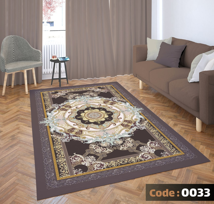 کاورفرش روفرشی دورکشدار گوشه لیفه ای لاکی ، آبی و متنوع کد 0033