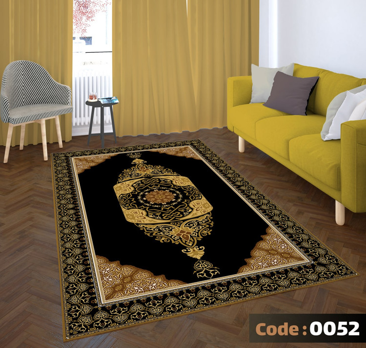کاورفرش روفرشی دورکشدار گوشه لیفه ای لاکی ، آبی و متنوع کد 0052