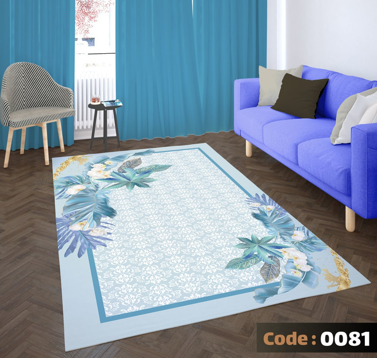 کاورفرش روفرشی دورکشدار گوشه لیفه ای لاکی ، آبی و متنوع کد 0081