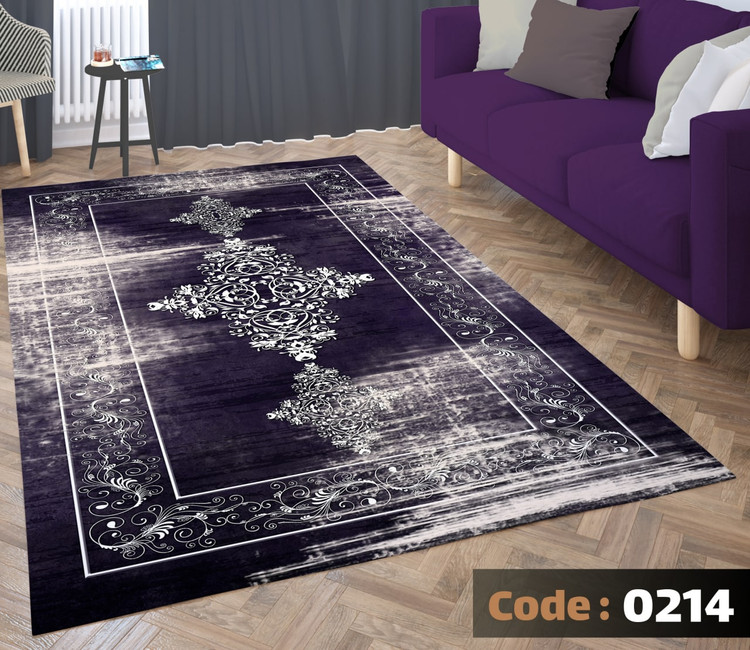 کاورفرش روفرشی دورکشدار گوشه لیفه ای لاکی ، آبی و متنوع کد 0214