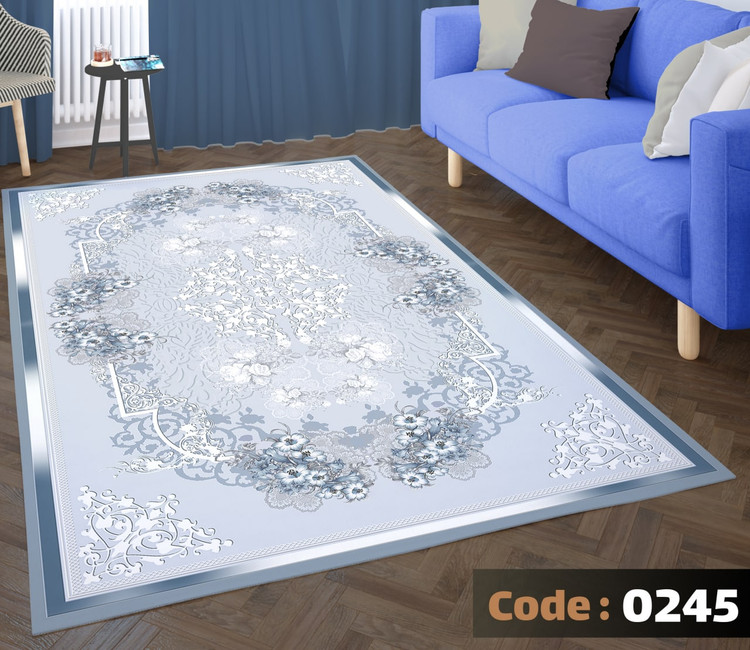 کاورفرش روفرشی دورکشدار گوشه لیفه ای لاکی ، آبی و متنوع کد 0245