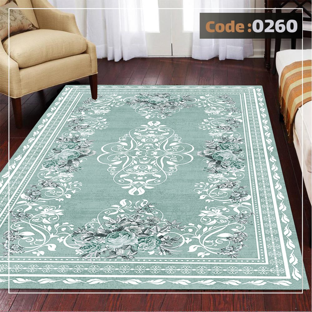 کاورفرش روفرشی دورکشدار گوشه لیفه ای لاکی ، آبی و متنوع کد 0260