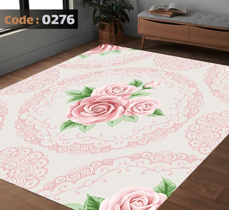 کاورفرش روفرشی دورکشدار گوشه لیفه ای لاکی ، آبی و متنوع کد 0276