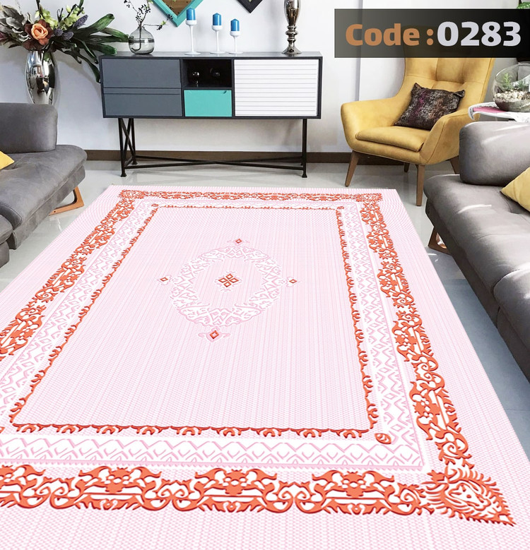 کاورفرش روفرشی دورکشدار گوشه لیفه ای لاکی ، آبی و متنوع کد 0283