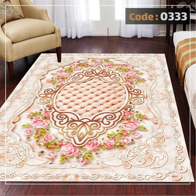 کاورفرش روفرشی دورکشدار گوشه لیفه ای لاکی ، آبی و متنوع کد 0333