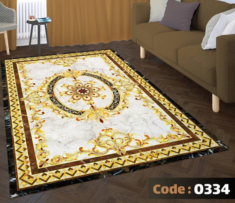 کاورفرش روفرشی دورکشدار گوشه لیفه ای لاکی ، آبی و متنوع کد 0334