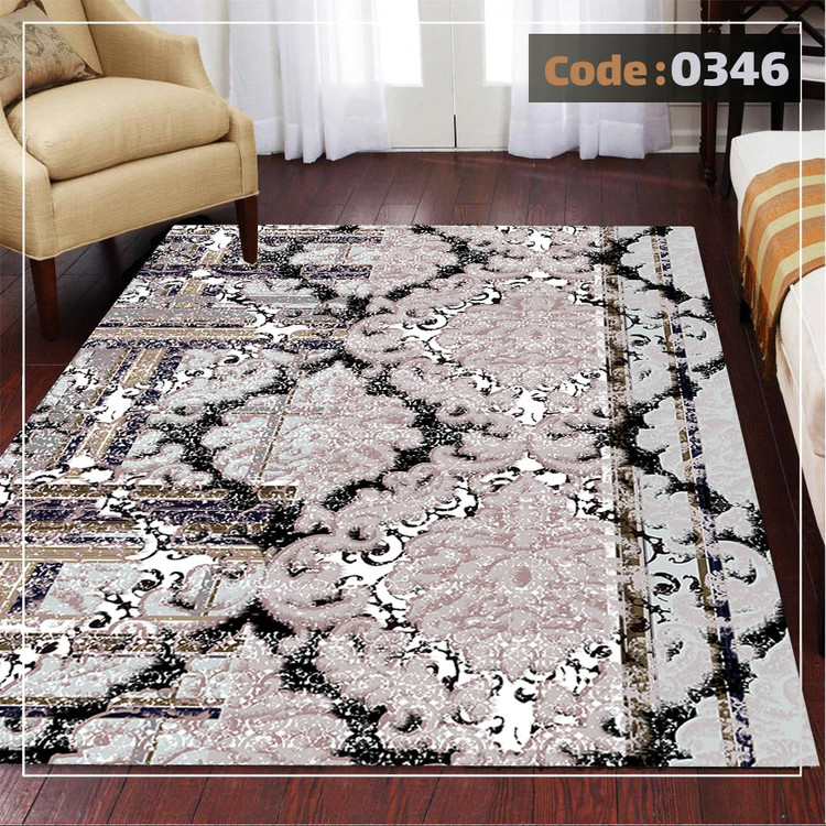 کاورفرش روفرشی دورکشدار گوشه لیفه ای لاکی ، آبی و متنوع کد 0346