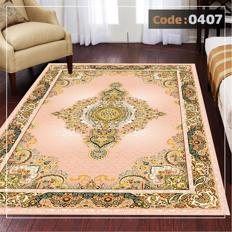 کاورفرش روفرشی دورکشدار گوشه لیفه ای لاکی ، آبی و متنوع کد 0407