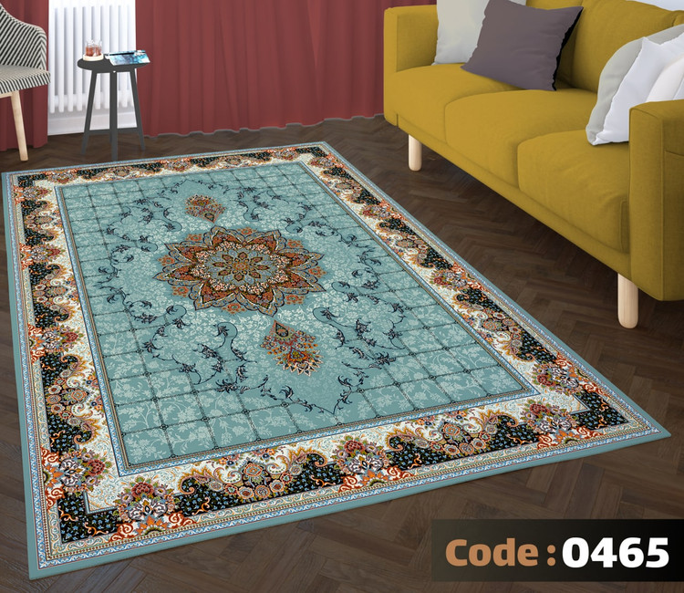 کاورفرش روفرشی دورکشدار گوشه لیفه ای لاکی ، آبی و متنوع کد 0465