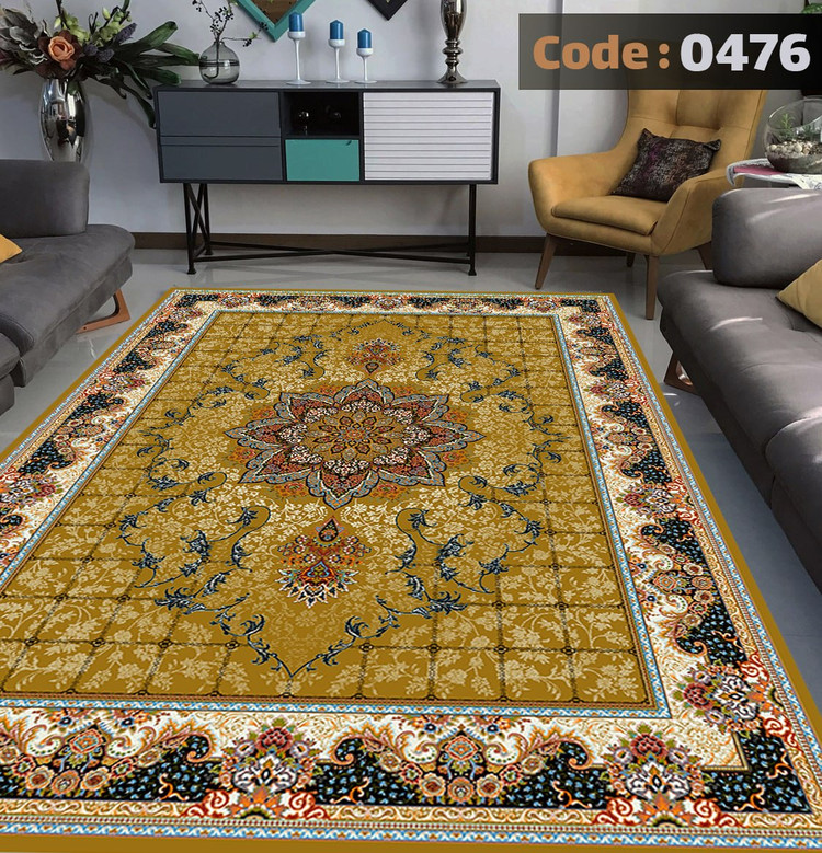 کاورفرش روفرشی دورکشدار گوشه لیفه ای لاکی ، آبی و متنوع کد 0476