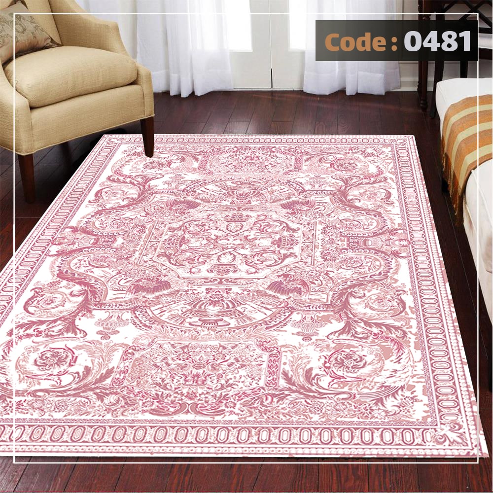 کاورفرش روفرشی دورکشدار گوشه لیفه ای لاکی ، آبی و متنوع کد 0481