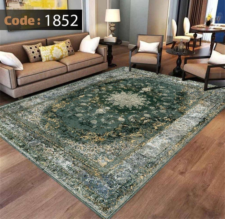 کاورفرش روفرشی دورکشدار گوشه لیفه ای لاکی ، آبی و متنوع کد 1852