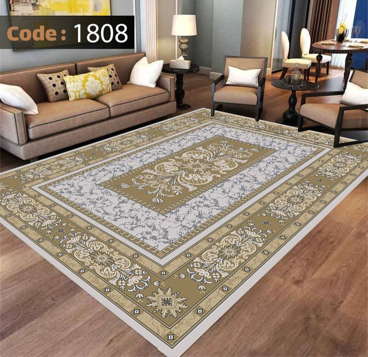 کاورفرش روفرشی دورکشدار گوشه لیفه ای طوسی کرم کد 1808