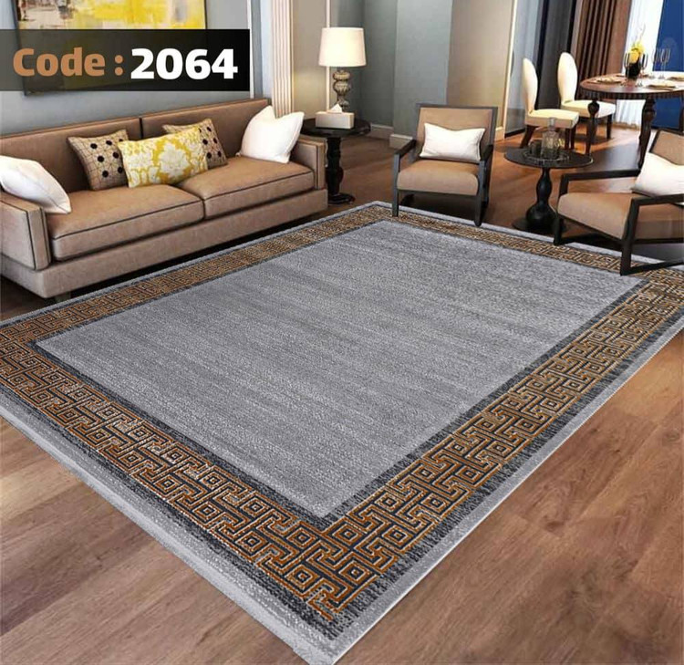 کاورفرش روفرشی دورکشدار گوشه لیفه ای طوسی کرم کد 2064