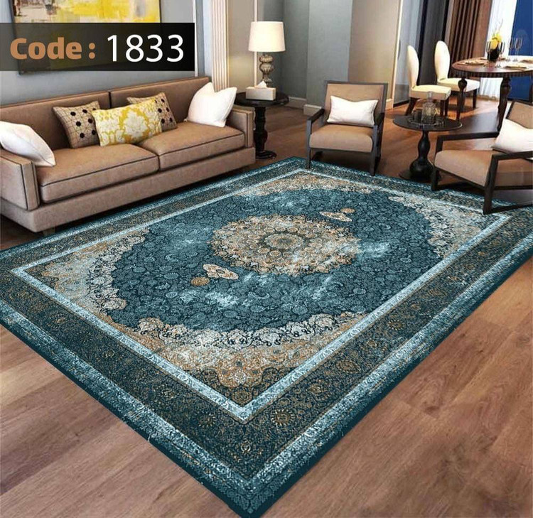 کاورفرش روفرشی دورکشدار گوشه لیفه ای طوسی کرم کد 1833