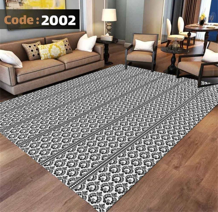 کاورفرش روفرشی دورکشدار گوشه لیفه ای طوسی کرم کد 2002