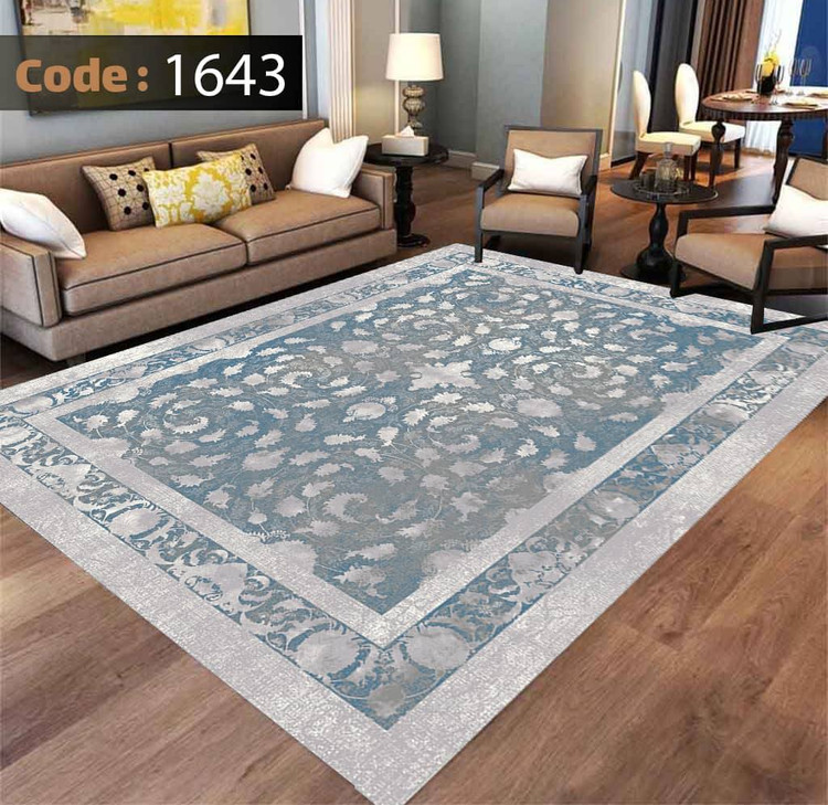 کاورفرش روفرشی دورکشدار گوشه لیفه ای طوسی کرم کد 1643