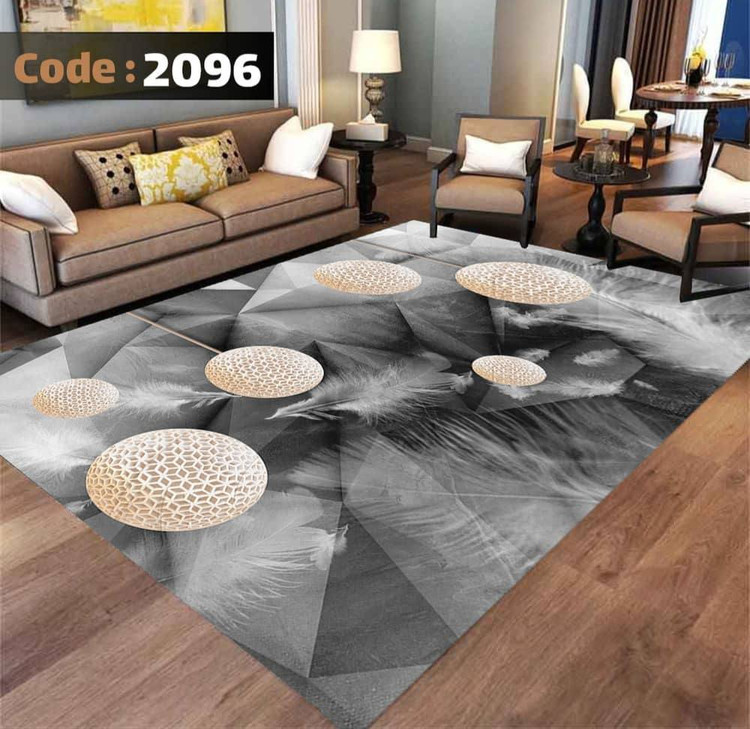 کاورفرش روفرشی دورکشدار گوشه لیفه ای طوسی کرم کد 2096