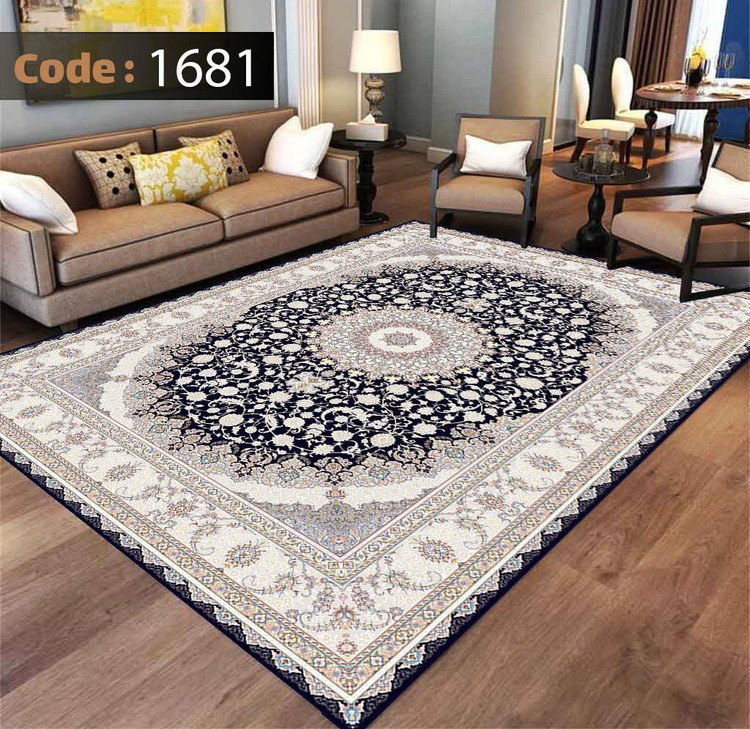 کاورفرش روفرشی دورکشدار گوشه لیفه ای طوسی کرم کد 1681