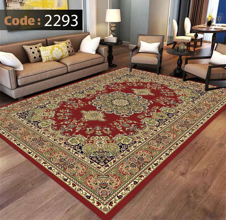 کاورفرش روفرشی دورکشدار گوشه لیفه ای لاکی ، آبی و متنوع کد 2293
