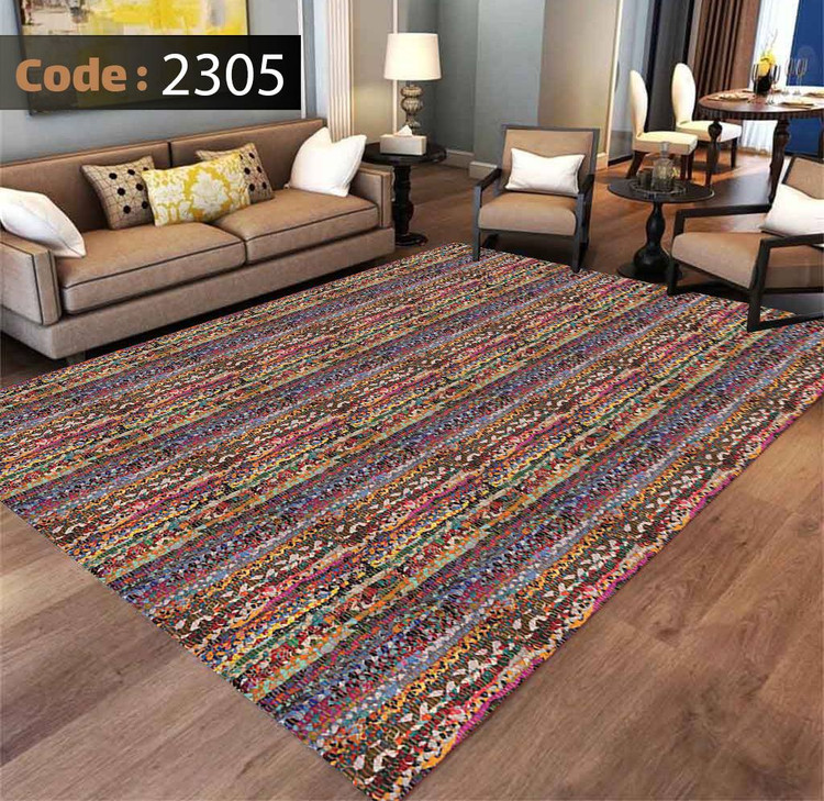 کاورفرش روفرشی دورکشدار گوشه لیفه ای لاکی ، آبی و متنوع کد 2305