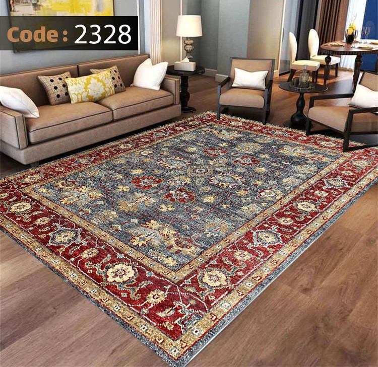 کاورفرش روفرشی دورکشدار گوشه لیفه ای لاکی ، آبی و متنوع کد 2328