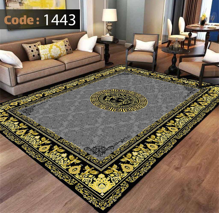 کاورفرش روفرشی دورکشدار گوشه لیفه ای طوسی کرم کد 1443