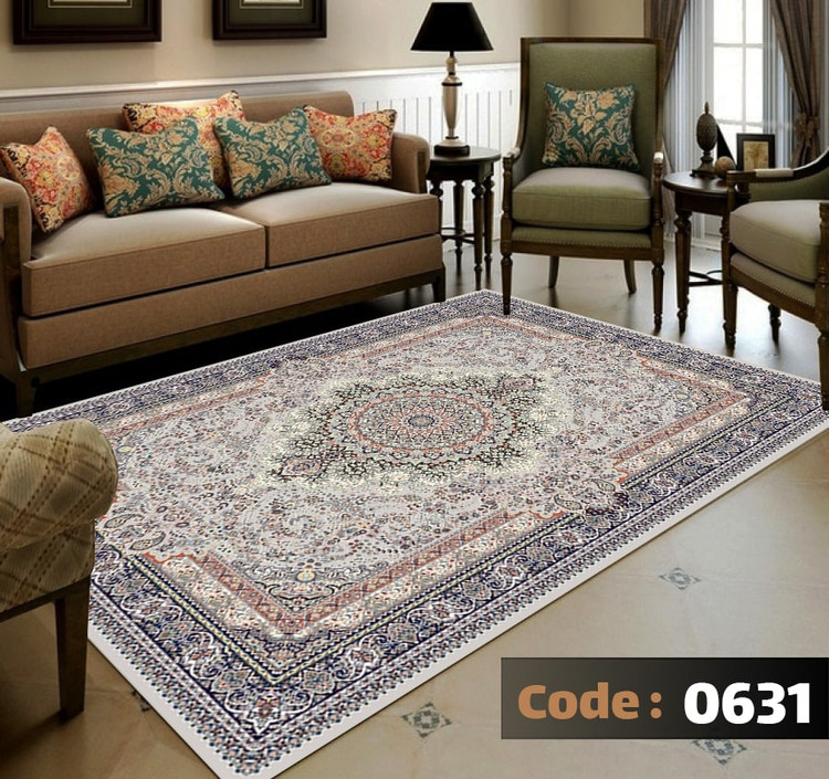 کاورفرش روفرشی دورکشدار گوشه لیفه ای طوسی کرم کد 0631