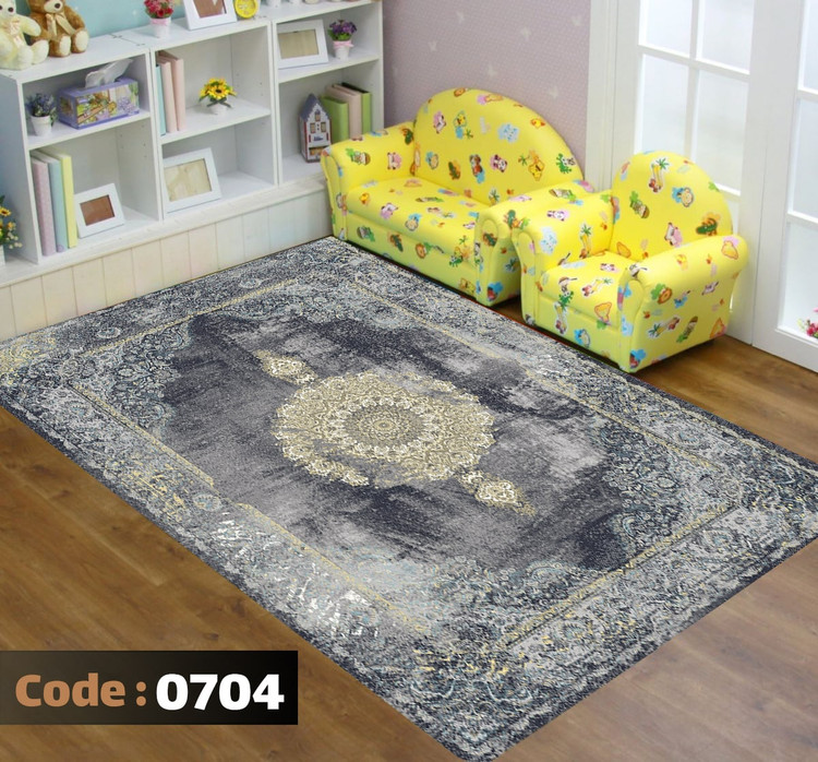 کاورفرش روفرشی دورکشدار گوشه لیفه ای طوسی کرم کد 0704