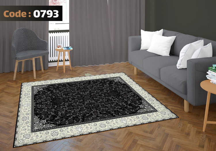کاورفرش روفرشی دورکشدار گوشه لیفه ای طوسی کرم کد 0793