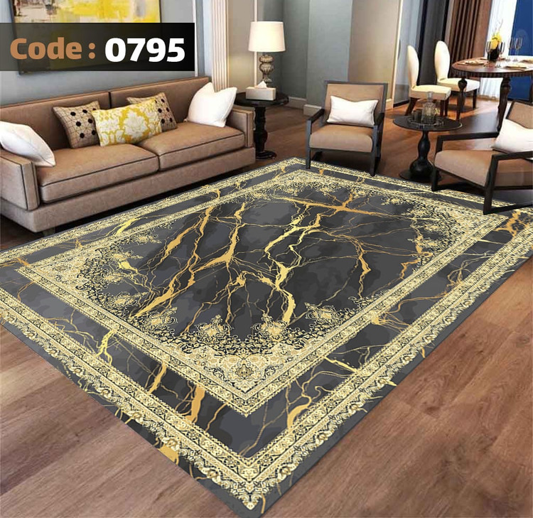کاورفرش روفرشی دورکشدار گوشه لیفه ای طوسی کرم کد 0795
