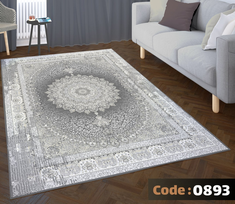 کاورفرش روفرشی دورکشدار گوشه لیفه ای طوسی کرم کد 0893
