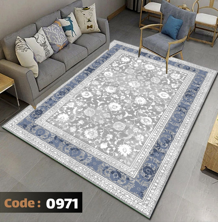 کاورفرش روفرشی دورکشدار گوشه لیفه ای طوسی کرم کد 0971