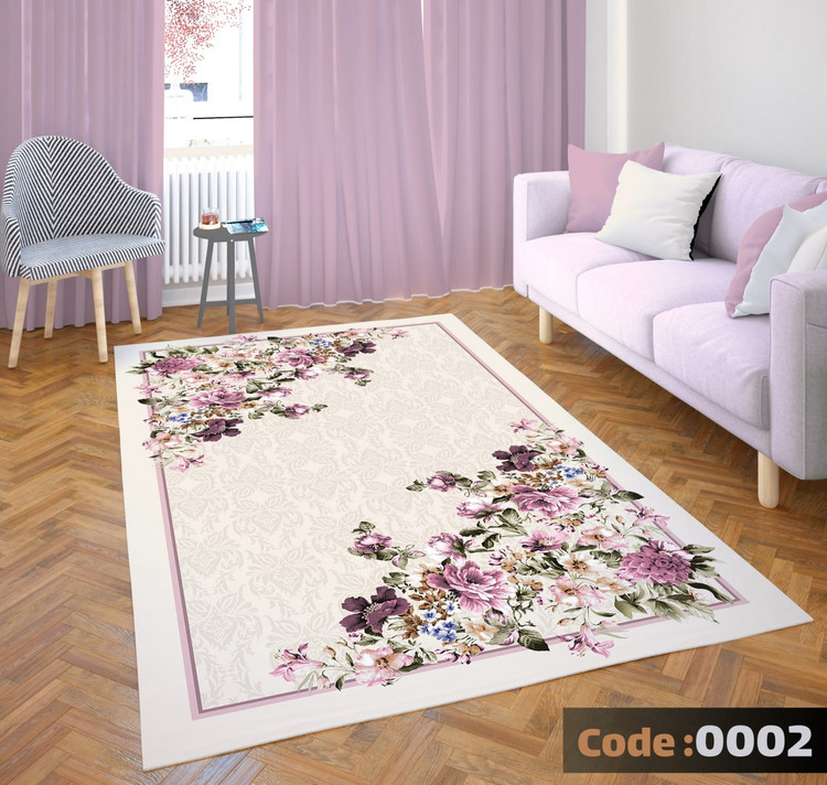 کاورفرش روفرشی دورکشدار گوشه لیفه ای طوسی کرم کد 0002