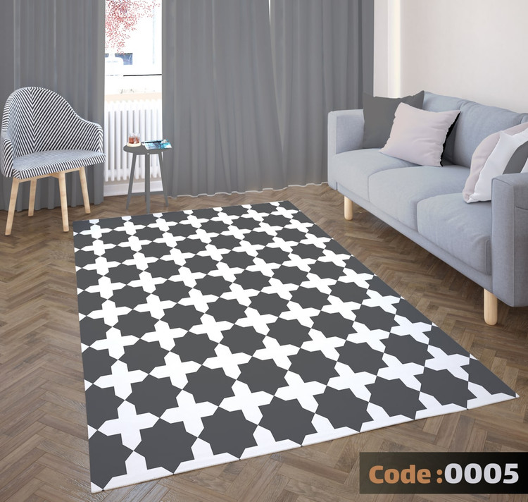 کاورفرش روفرشی دورکشدار گوشه لیفه ای طوسی کرم کد 0005