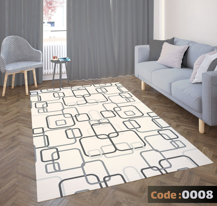 کاورفرش روفرشی دورکشدار گوشه لیفه ای طوسی کرم کد 0008