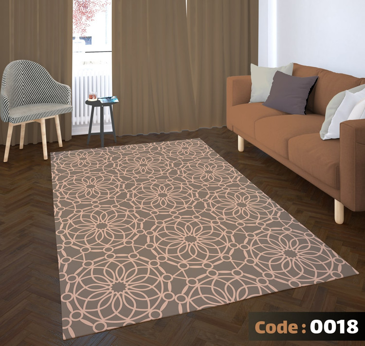 کاورفرش روفرشی دورکشدار گوشه لیفه ای طوسی کرم کد 0018