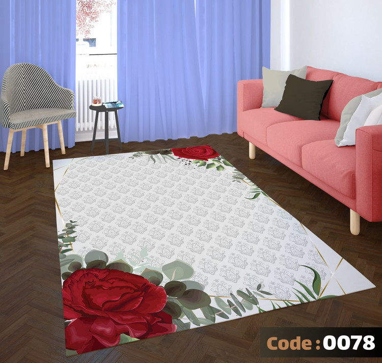 کاورفرش روفرشی دورکشدار گوشه لیفه ای طوسی کرم کد 0078