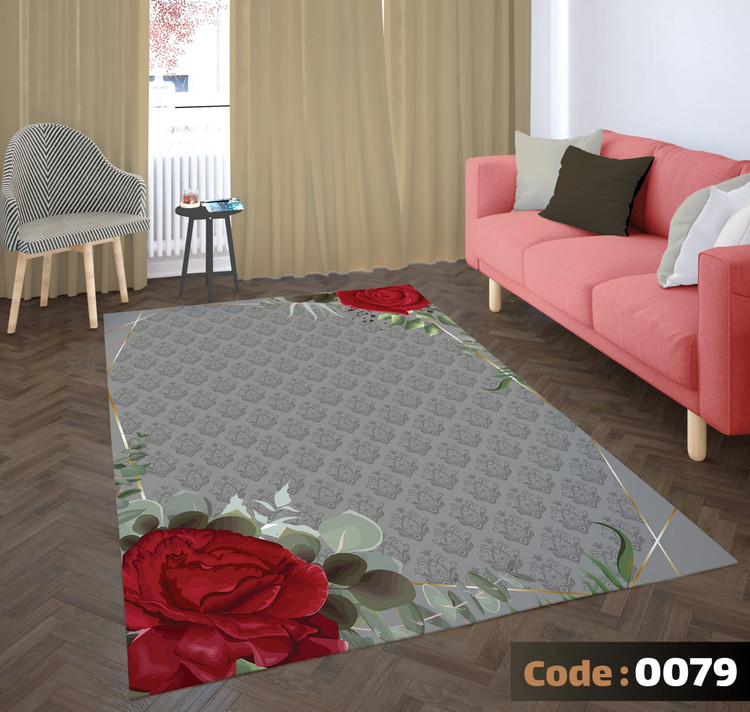 کاورفرش روفرشی دورکشدار گوشه لیفه ای طوسی کرم کد 0079