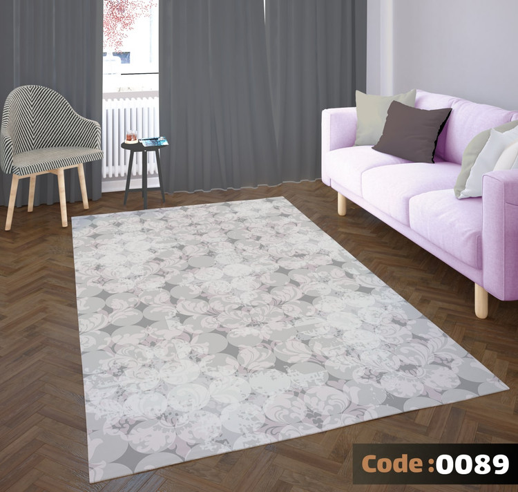 کاورفرش روفرشی دورکشدار گوشه لیفه ای طوسی کرم کد 0089